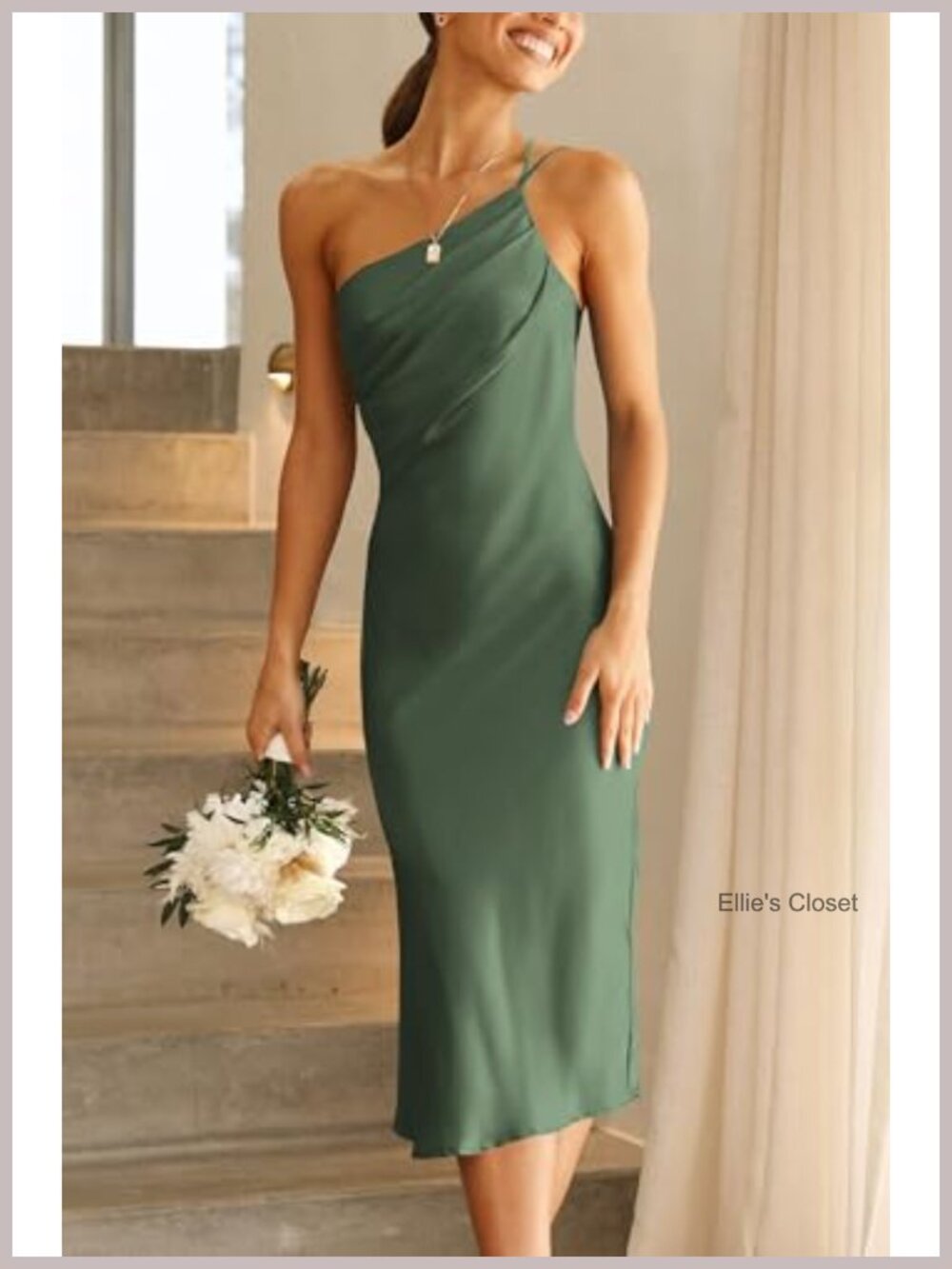 One Shoulder Midi Satin Bodycon Dress Summer Sleeveless Backless Ruched - Picture 2 of 6